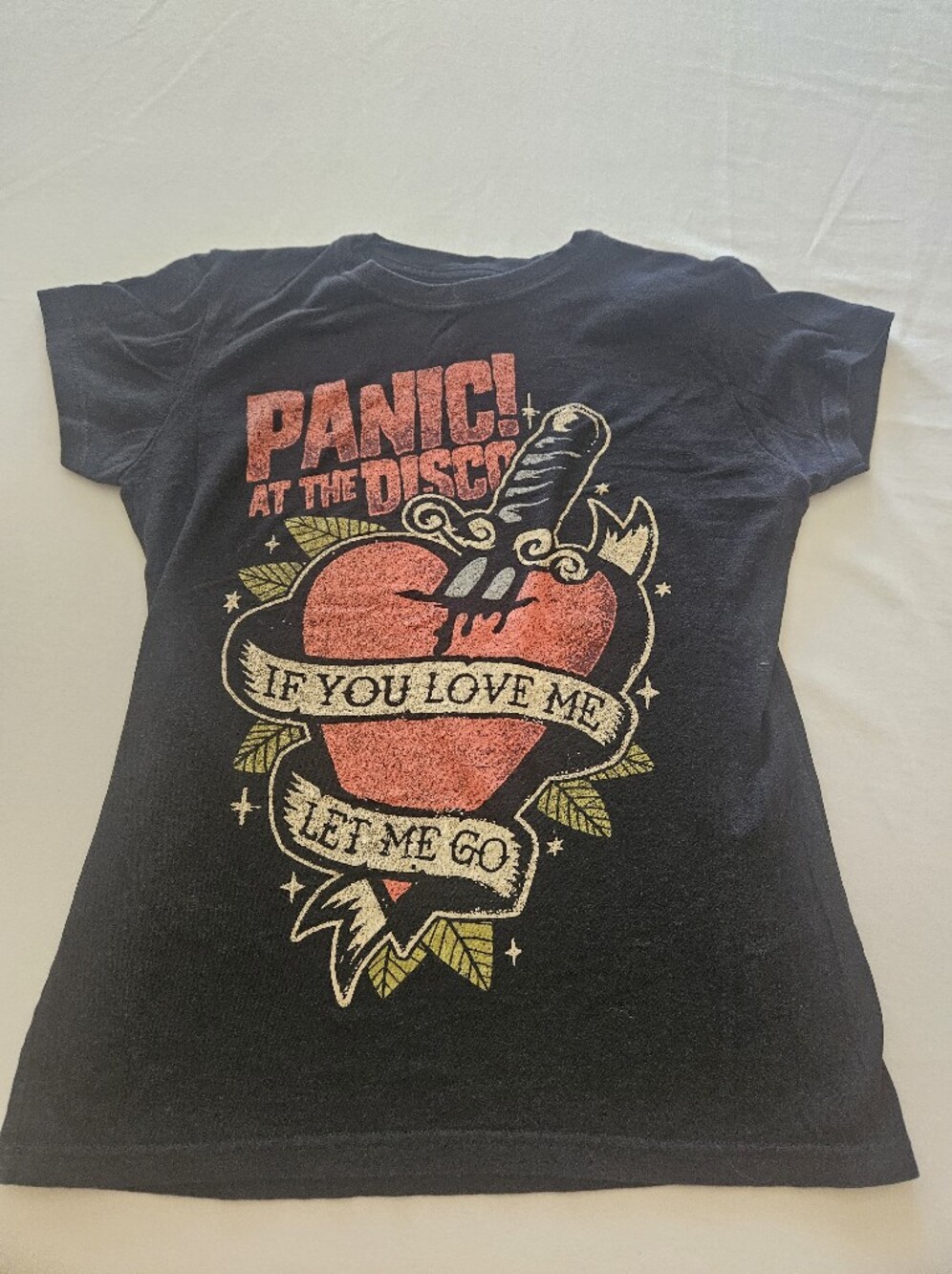 Y2K Panic At The Disco-If You Love Me Let Me Go Black Tee Size S
